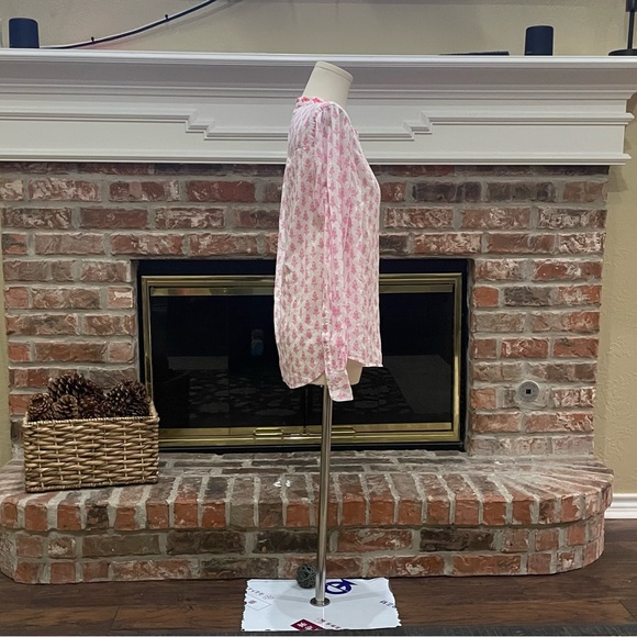 J. Crew leaf print, button up, pink and red blouse / S / Excellent condition - Picture 12 of 14